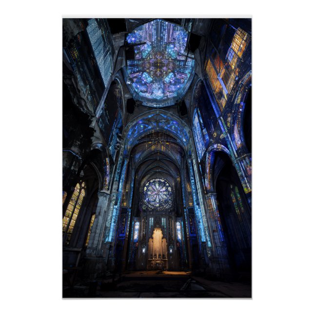 Ruined Cathedral Stained Glass Projection Glow Poster (Front)