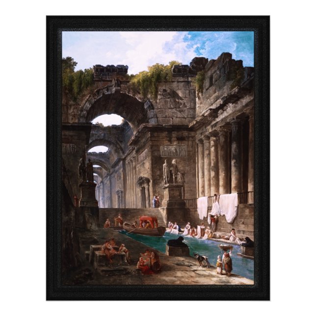 Ruins Of A Roman Bath With Washerwomen Photo Print (Front)
