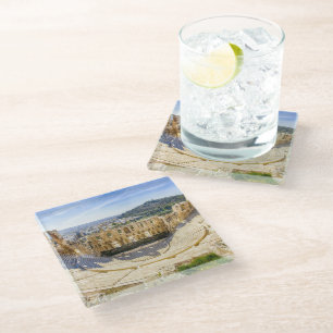 ruins of ancient theatre of Herodion Atticus Glass Coaster