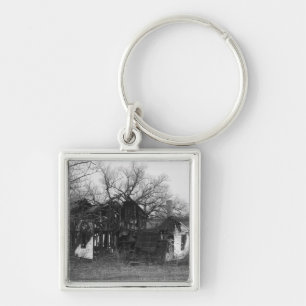 Ruins of farmhouse key ring