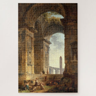 Ruins With An Obelisk by Robert Hubert Jigsaw Puzzle