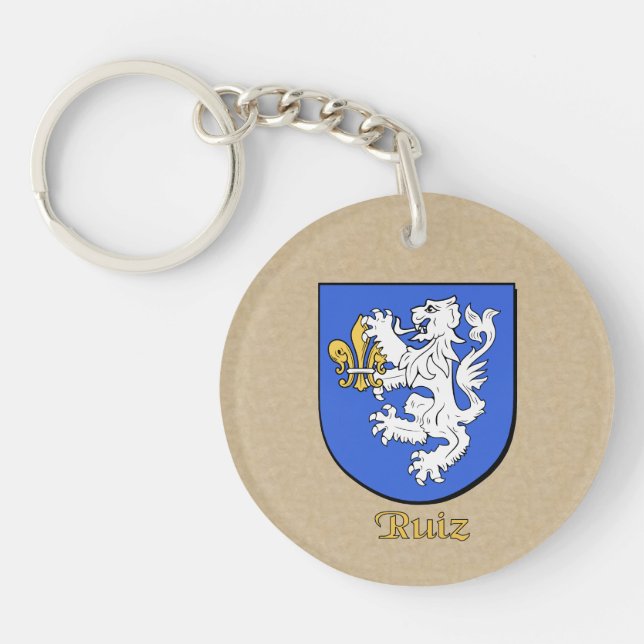 Ruiz Historical Shield and Spanish Flag Key Ring (Front)