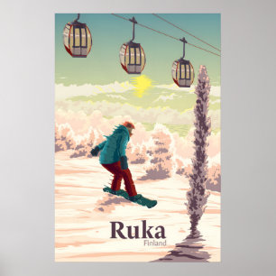 Ruka Finland Snowboarding Travel Poster