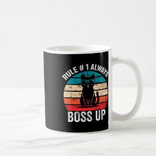 Rule 1 Always Boss Up Cat Funny Meme Men Women Coffee Mug