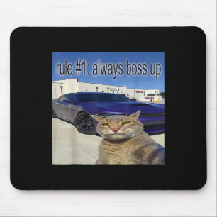Rule 1 Always Boss Up Funny Cat Oddly Specific Dan Mouse Pad