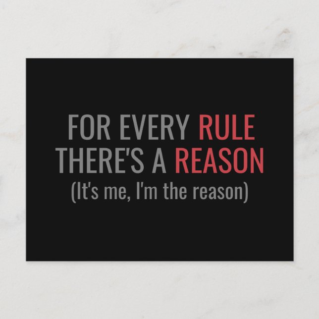 Rule / I'm The Reason Postcard (Front)