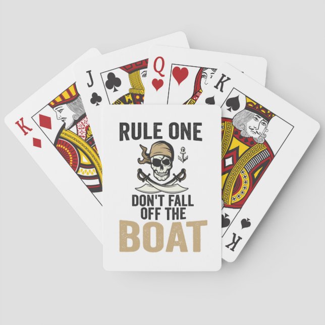 Rule one Don't Fall off the Boat Funny Playing Cards (Back)