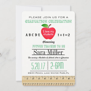 Ruler & Apple Teacher Graduation Invitation
