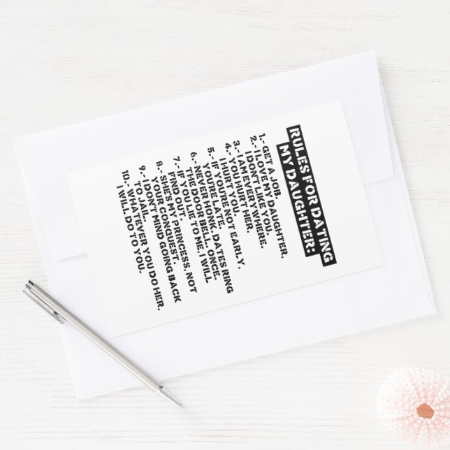 Rules for dating my daughter rectangular sticker (Envelope)