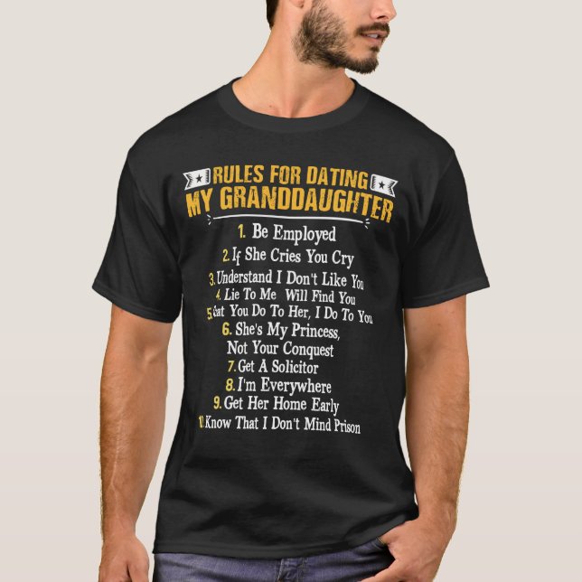 Rules For Dating My Granddaughter Fun Family T-Shirt (Front)