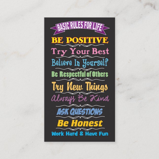 Rules for Life Inspirational Card (Front)