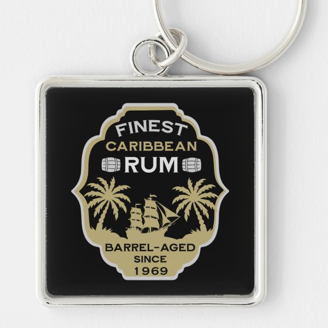 Rum Drinker Birthday Over The Hill Key Ring (Front)