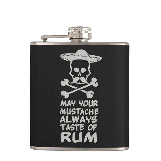 Rum Moustache custom flask (Front)