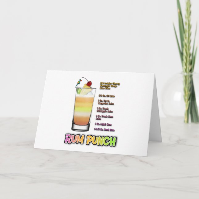 RUM PUNCH Cocktail Recipe Art Card (Front)
