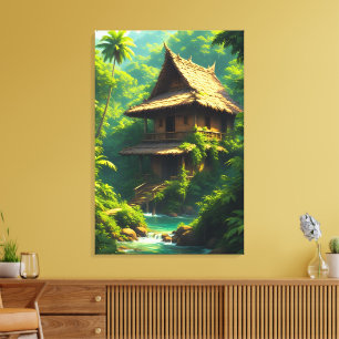 Rumah di Tepi Sungai - A Riverside Home Canvas Print