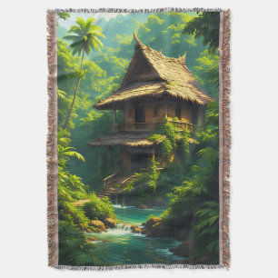 Rumah di Tepi Sungai - A Riverside Home Throw Blanket