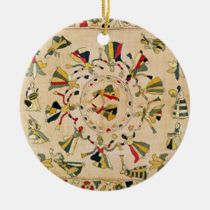 Rumal: square embroidery cover showing Punjabi dan Ceramic Tree Decoration