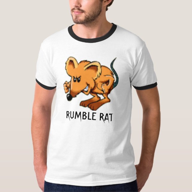 RUMBLE RAT FUNNY CARTOON RAT FIGHTER T-Shirt (Front)