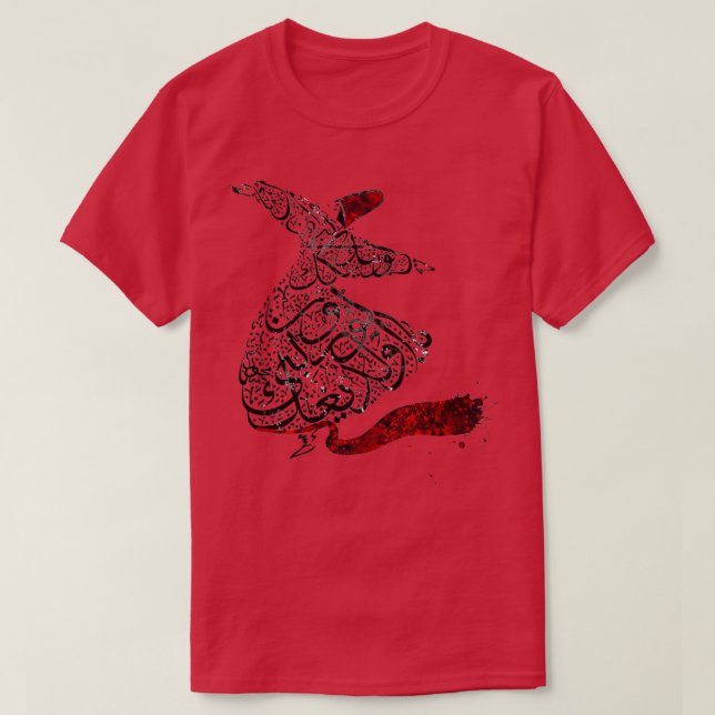 Rumi Calligraphy Red T-Shirt (Design Front)