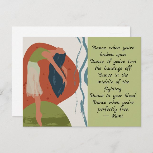 Rumi Dance Quote with Dancer  Postcard (Front/Back)