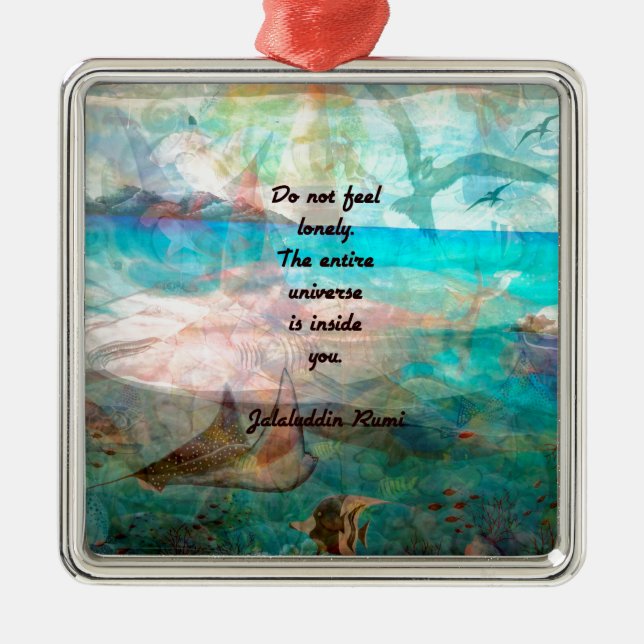 Rumi Inspiration Quote About The Universe Metal Tree Decoration (Front)