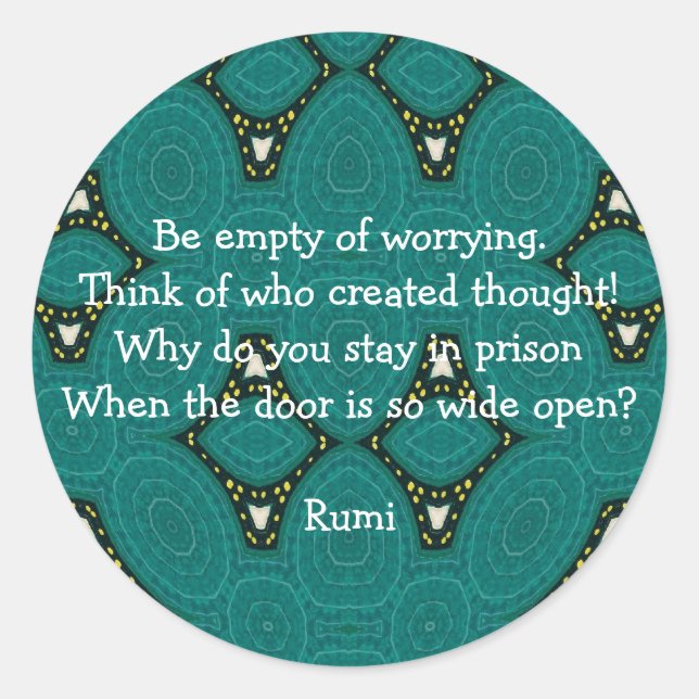 Rumi Inspirational quote With Tribal Design Classic Round Sticker (Front)