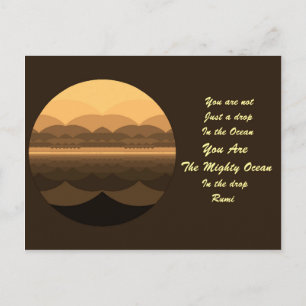 Rumi Life Quote Postcard. Mandala Design Postcard