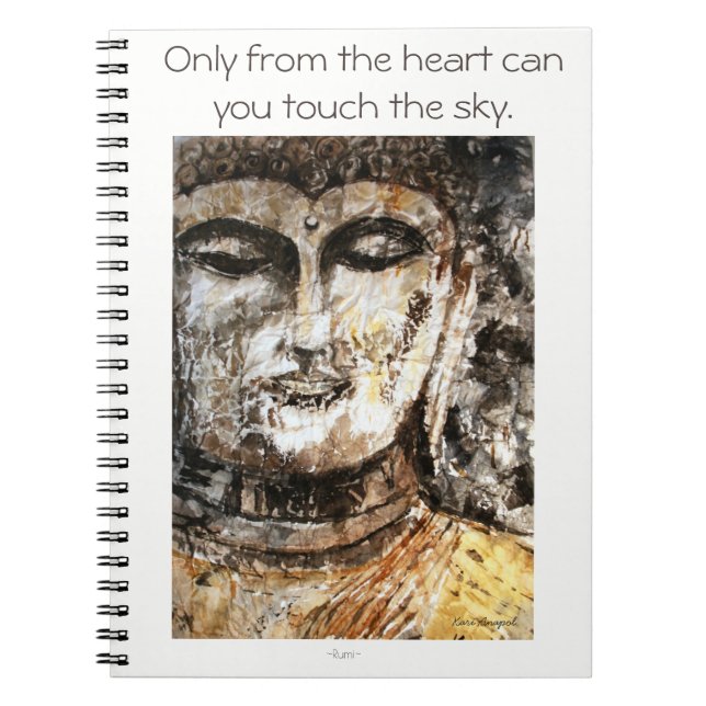 Rumi Quote Buddha Watercolor Spiral Notebook (Front)