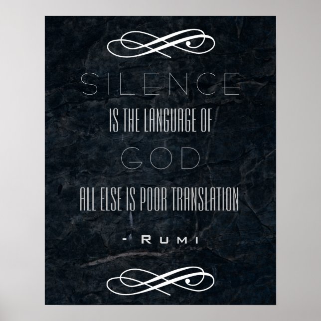Rumi Quote on Silence and God Poster (Front)