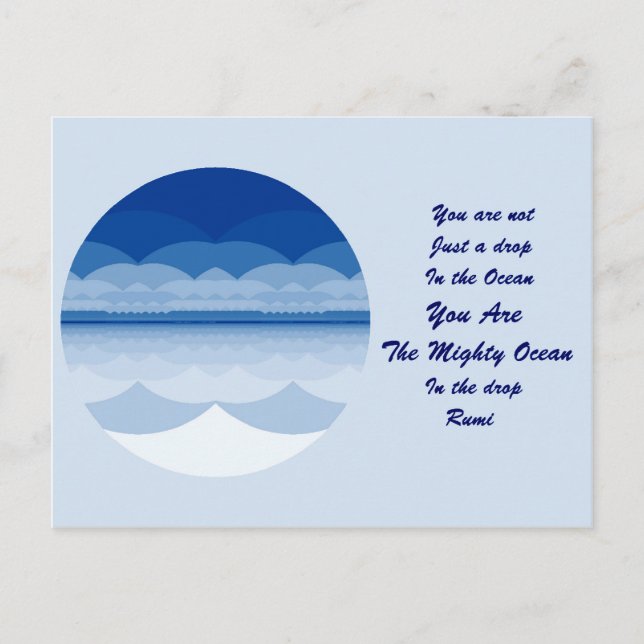 Rumi Quote Postcard. Ocean Mandala Design Postcard (Front)
