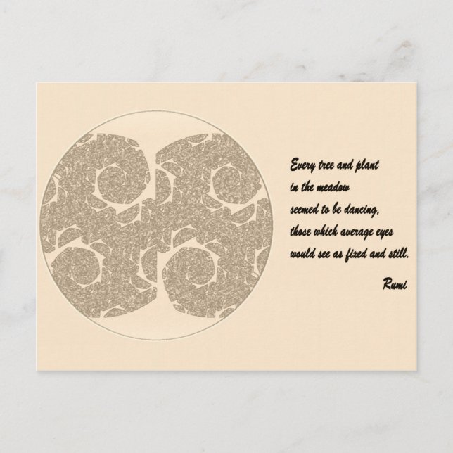 Rumi Quote Postcard. Tree Mandala Design Postcard (Front)