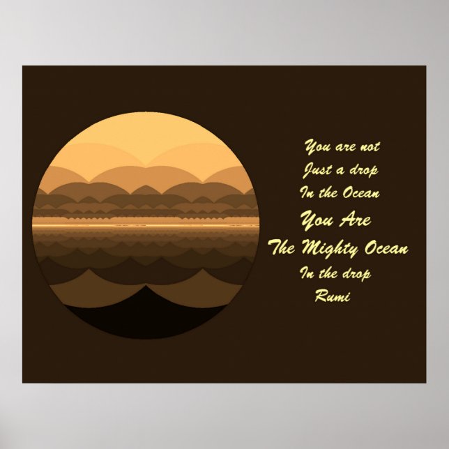 Rumi Quote Poster Art. Ocean Mandala Inspiration (Front)