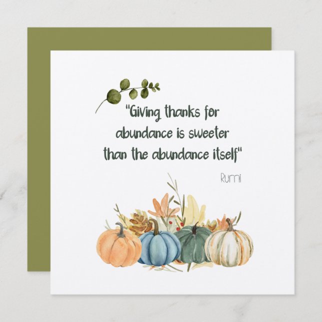 Rumi Thanksgiving Quote- Happy Thanksgiving Invita Invitation (Front/Back)