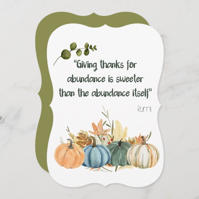 Rumi Thanksgiving Quote- Happy Thanksgiving Invitation (Front/Back)