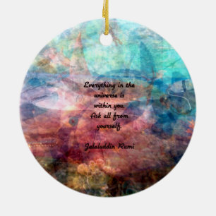 Rumi Uplifting Quote About Energy And Universe Ceramic Tree Decoration
