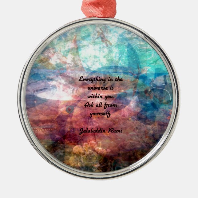 Rumi Uplifting Quote About Energy And Universe Metal Tree Decoration (Front)
