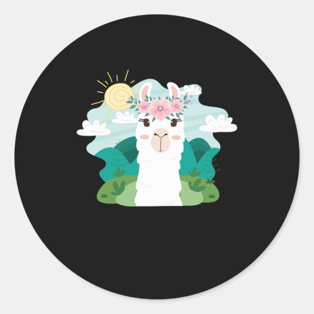 Ruminant Mammal Alpaca Guanaco Camel Like Animal W Classic Round Sticker (Front)