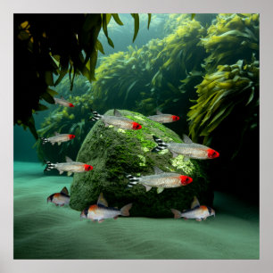 Rummynose Tetras Corydoras Aquarium Fish  Poster