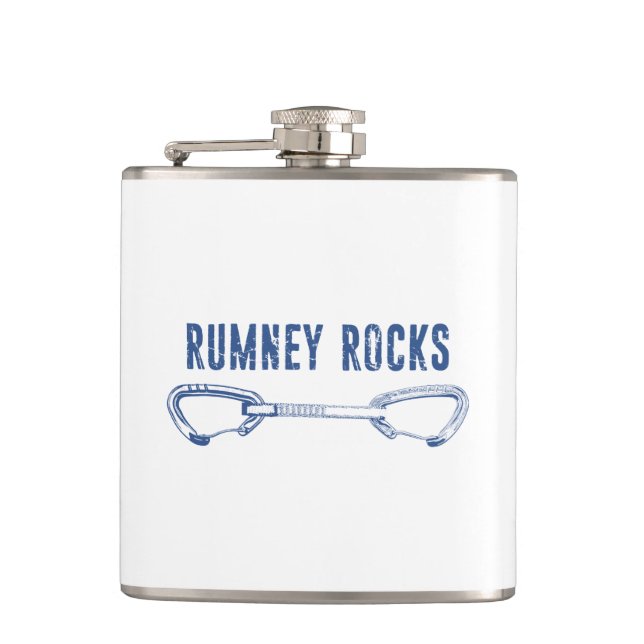 Rumney Rocks Climbing Quickdraw Hip Flask (Front)