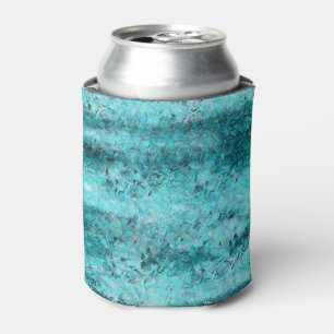 Rumpled blue neon laminated paper can cooler