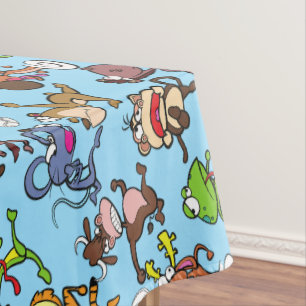 Run 2023, Cute Cartoons running around L Blue BG Tablecloth