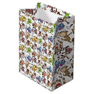Run 2023, Cute Cartoons running around White BG Medium Gift Bag
