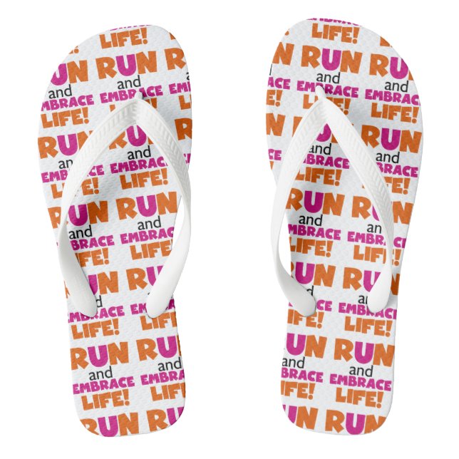Run and Embrace Life Orange Pink Jandals (Footbed)