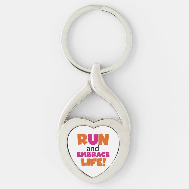 Run and Embrace Life Orange Pink Key Ring (Front)