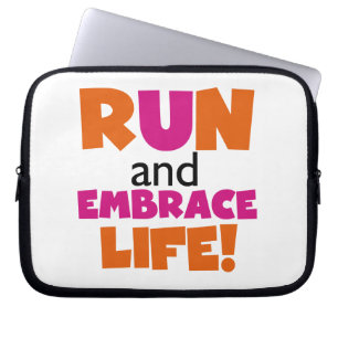 Run and Embrace Life Orange Pink Laptop Sleeve