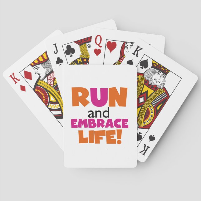 Run and Embrace Life Orange Pink Playing Cards (Back)