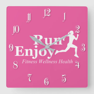 Run and enjoy square wall clock