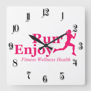 Run and enjoy square wall clock