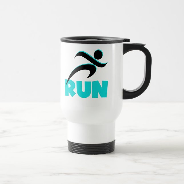 RUN Aqua Travel Mug (Right)
