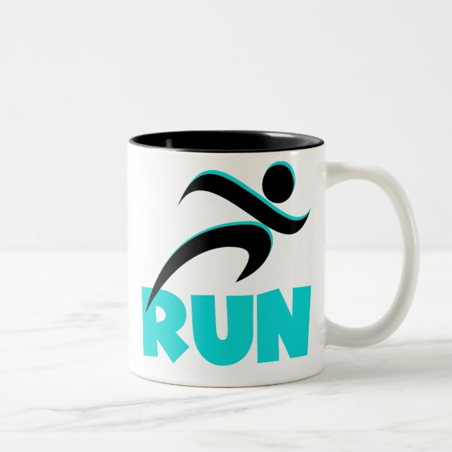 RUN Aqua Two-Tone Coffee Mug (Right)